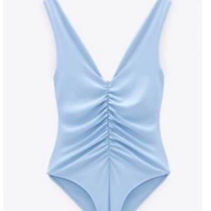 Baby Blue Ruched Bodysuit from Zara🫧